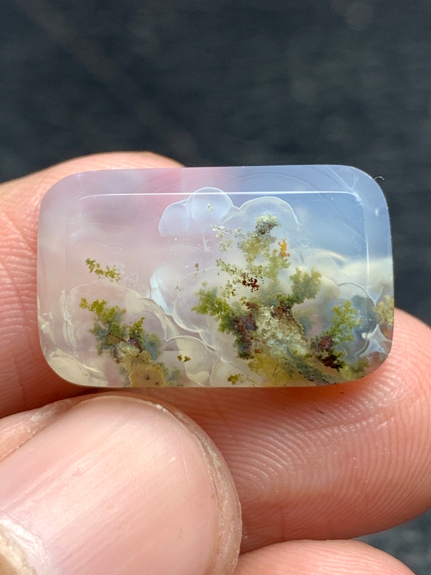 Scenic Moss Agate Rectangle Cabochon 20x12x4.5mm