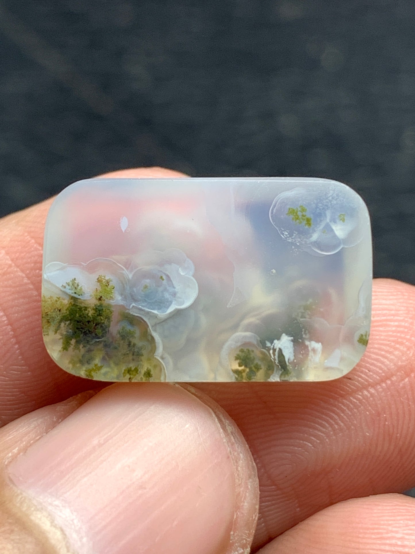 Scenic Moss Agate Rectangle Cabochon 20x12x4.5mm