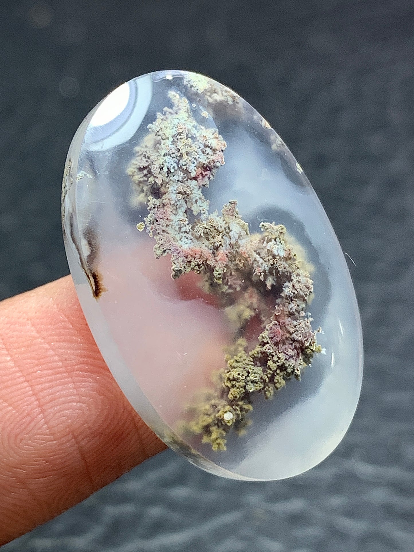 Beautiful Scenic Moss Agate Oval Cabochon 27.5x18x5 mm