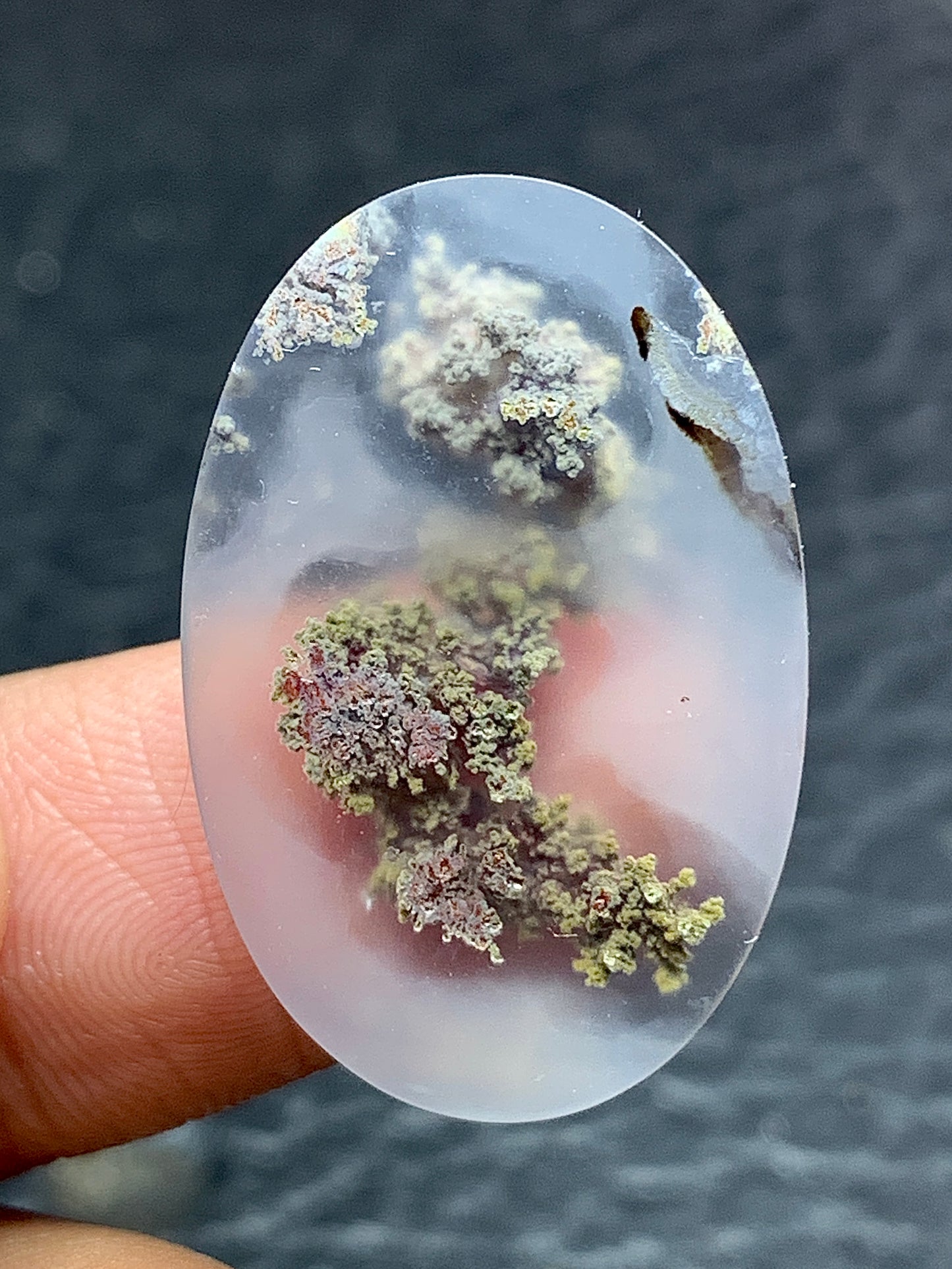 Beautiful Scenic Moss Agate Oval Cabochon 27.5x18x5 mm