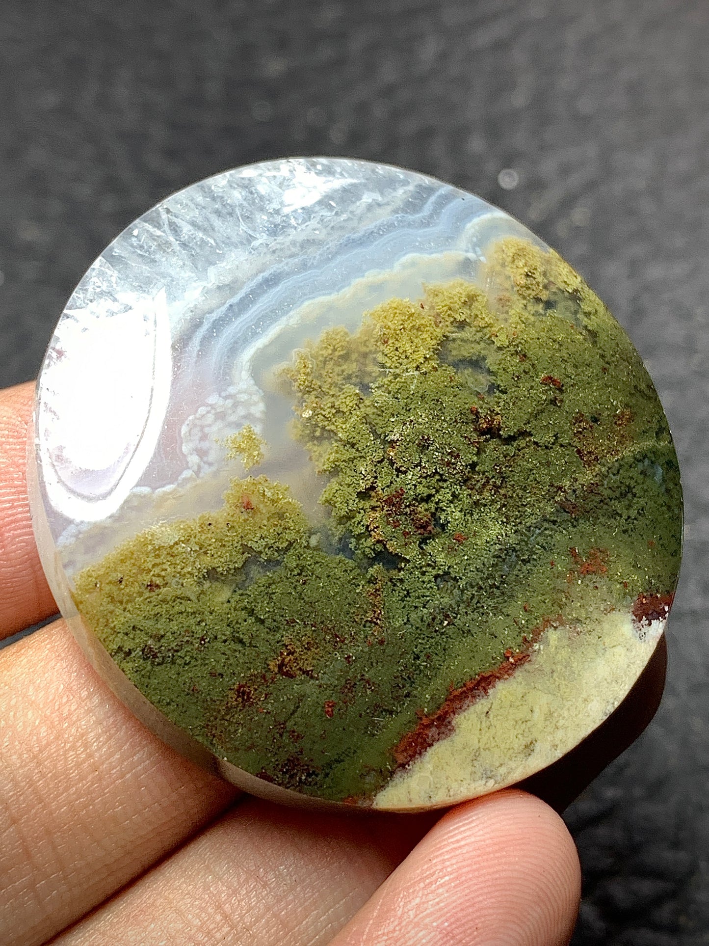 Landscape Moss Agate Round Cabochon 40.2x40.2x8 mm