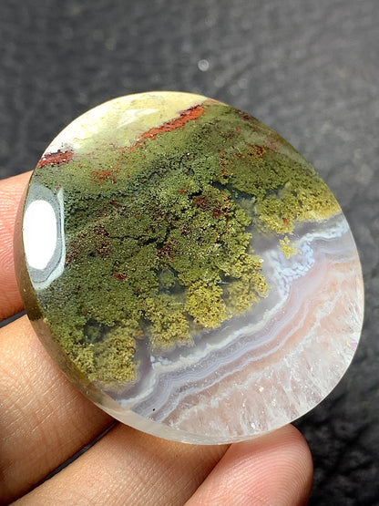 Landscape Moss Agate Round Cabochon 40.2x40.2x8 mm