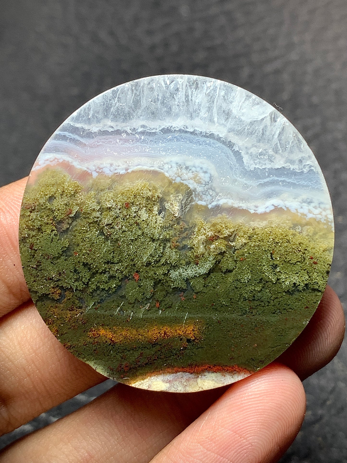 Landscape Moss Agate Round Cabochon 40.2x40.2x8 mm