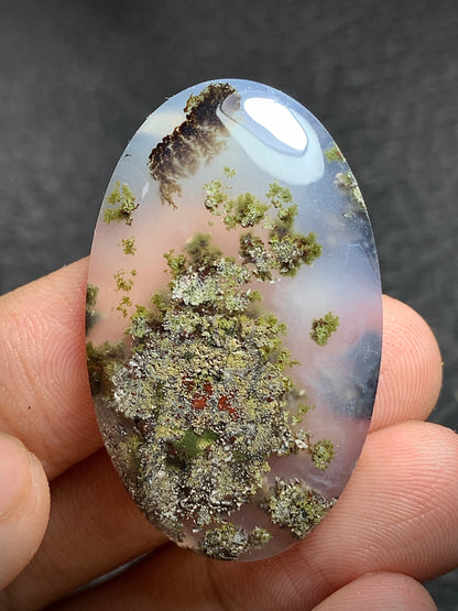 Scenic Moss Agate Oval Cabochon 38.6x24x6.8mm