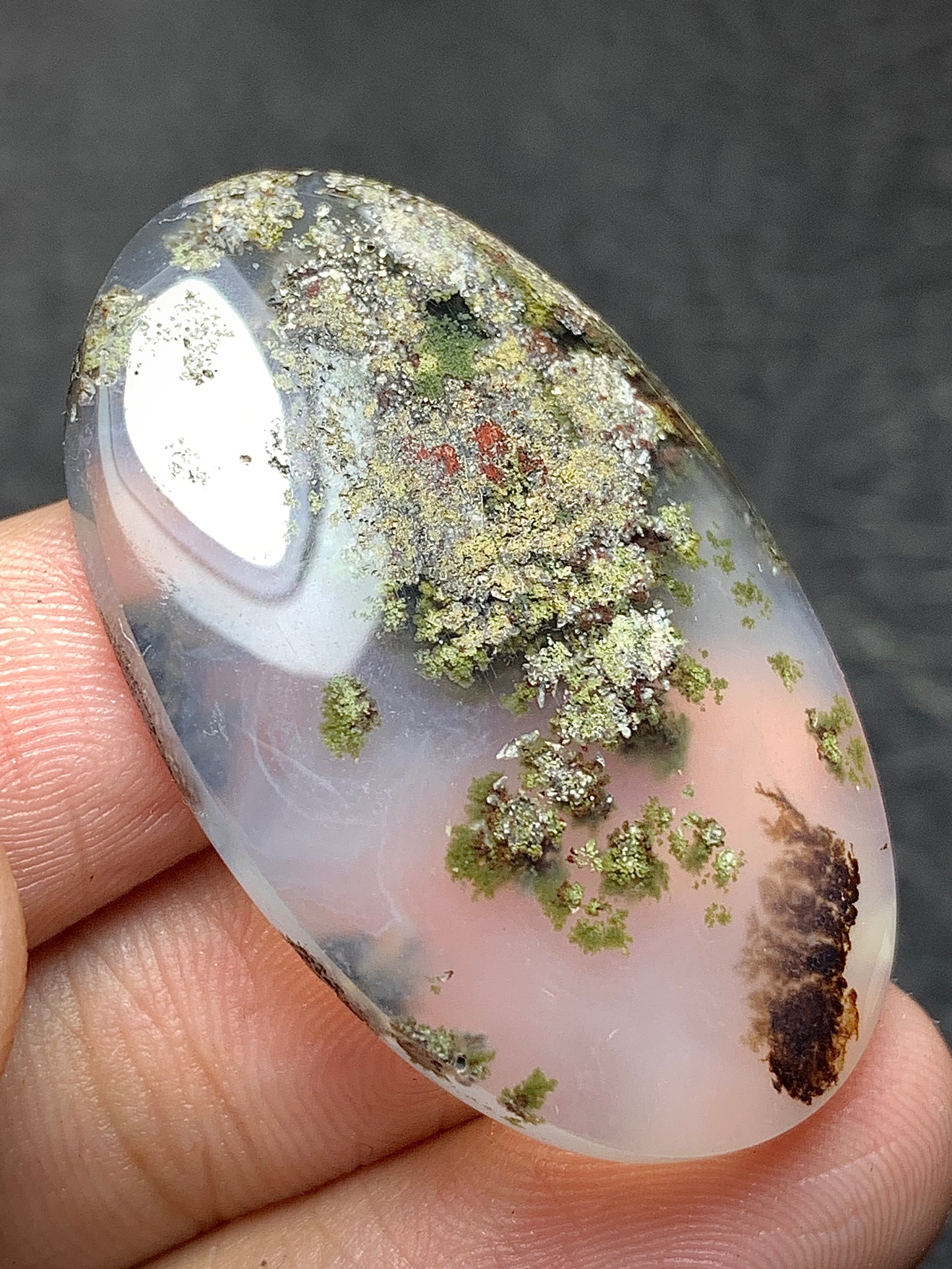 Scenic Moss Agate Oval Cabochon 38.6x24x6.8mm