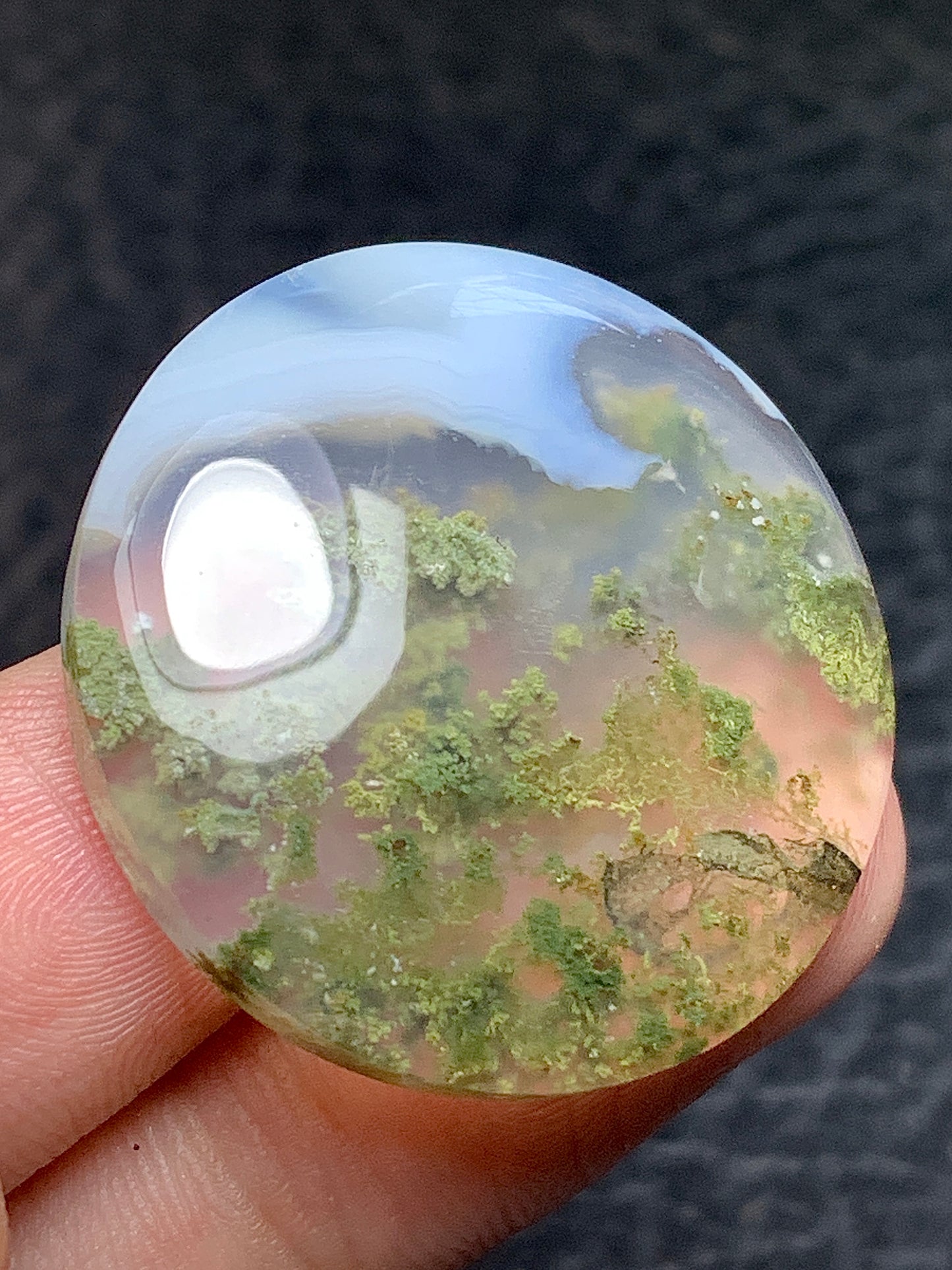 Unique Scenic Moss Agate Round Cabochon 29.5x29.5x6.5mm