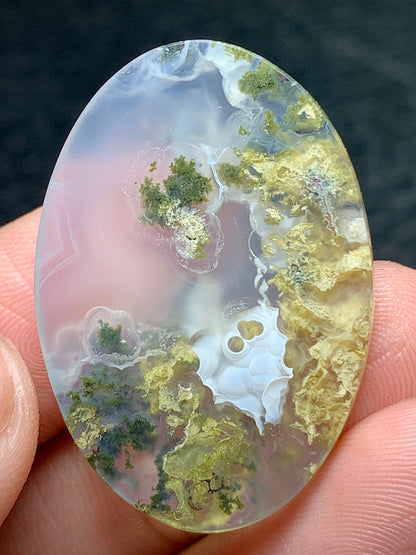 Unique Scenic Moss Agate Oval Cabochon 33.2x23.1x5.9 mm