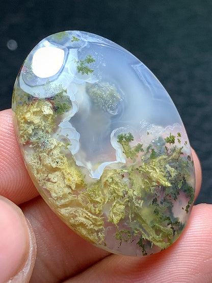 Unique Scenic Moss Agate Oval Cabochon 33.2x23.1x5.9 mm