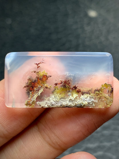 Scenic Moss Agate Rectangle Cabochon 29.2x15x3.3mm