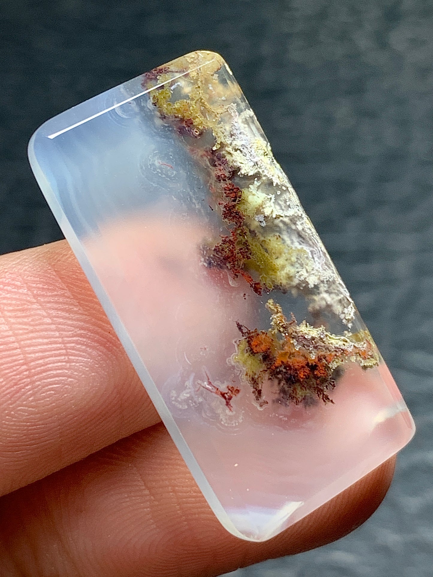 Scenic Moss Agate Rectangle Cabochon 29.2x15x3.3mm