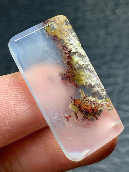 Scenic Moss Agate Rectangle Cabochon 29.2x15x3.3mm