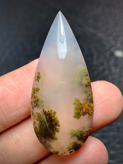 Scenic Moss Agate Teardrop Cabochon  41x18x8mm