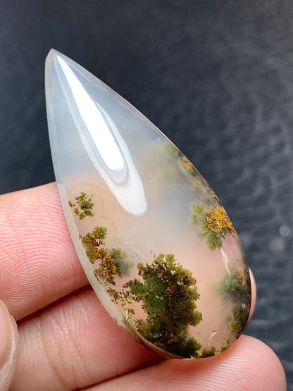 Scenic Moss Agate Teardrop Cabochon  41x18x8mm