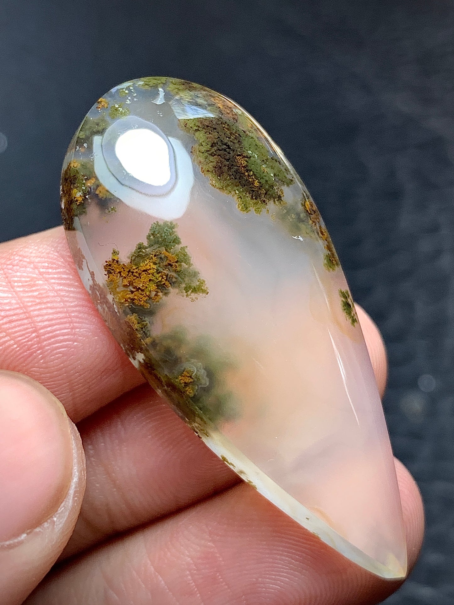 Scenic Moss Agate Teardrop Cabochon  41x18x8mm