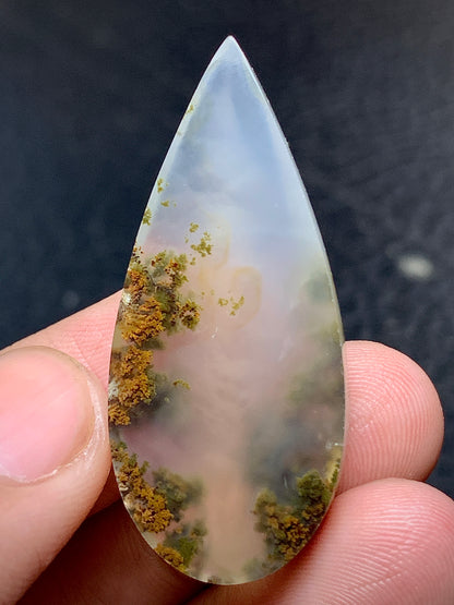 Scenic Moss Agate Teardrop Cabochon  41x18x8mm