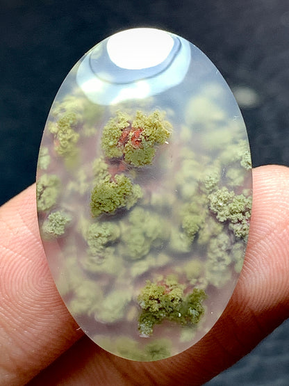 Scenic Moss Agate Oval Cabochon 30.3x20x5.8mm