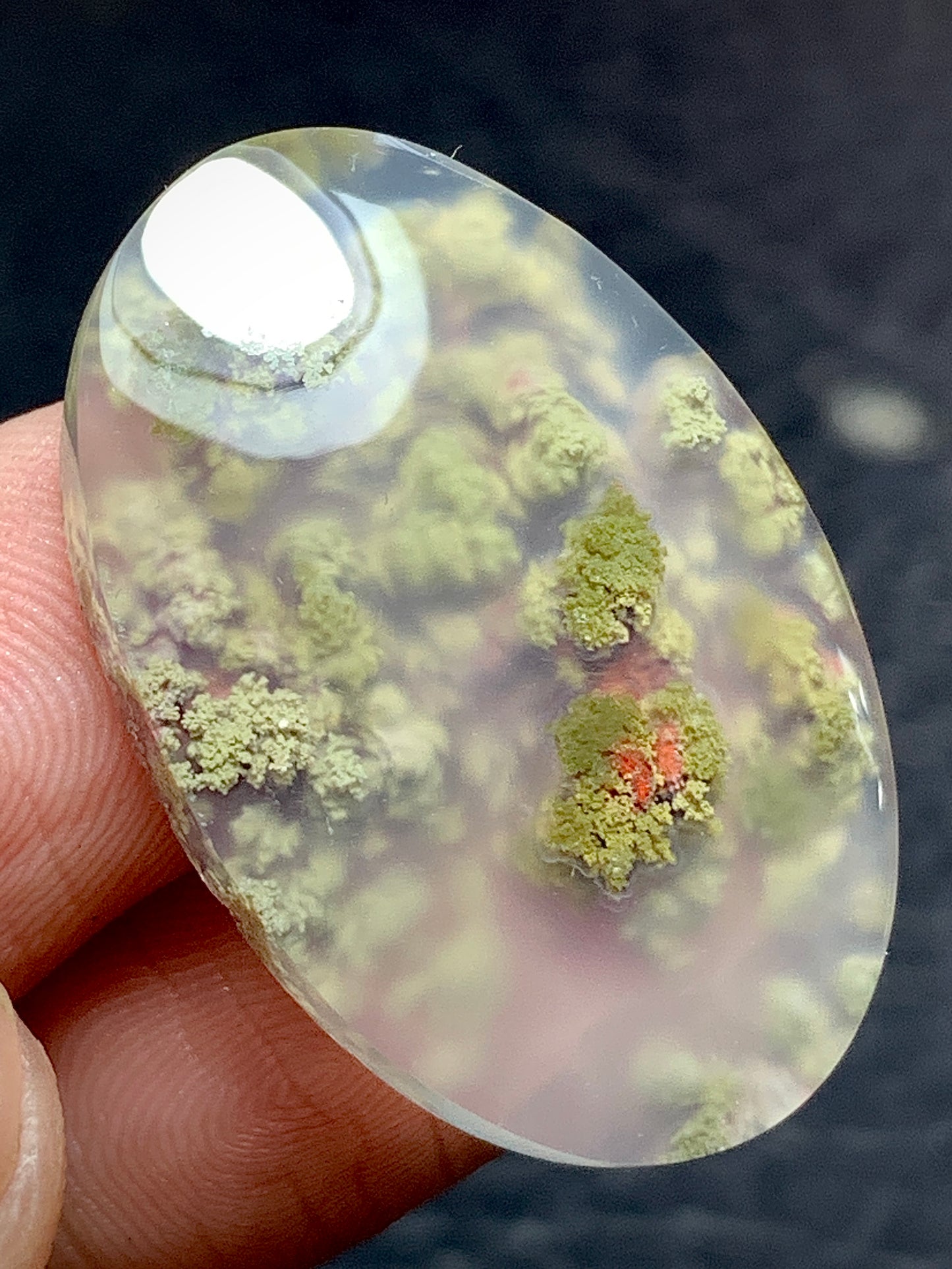 Scenic Moss Agate Oval Cabochon 30.3x20x5.8mm