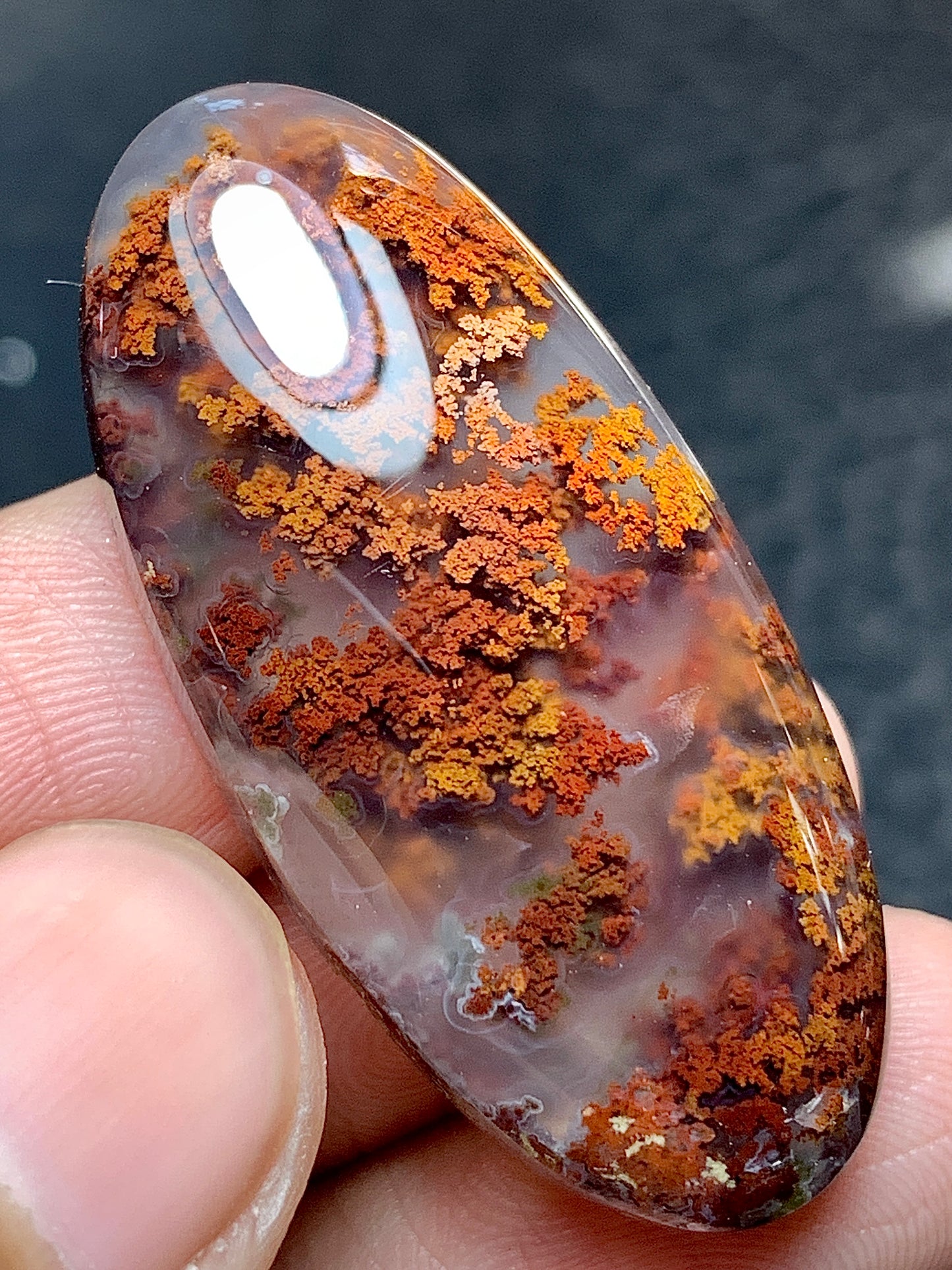 Scenic Moss Agate Oval Cabochon 38x18x7.7mm