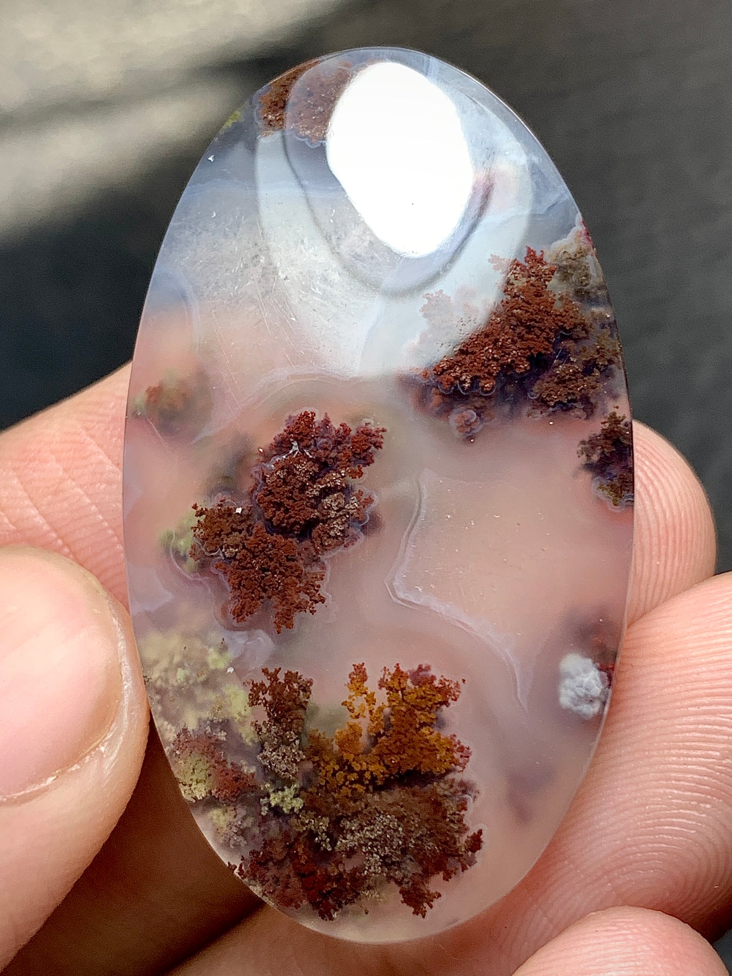 Scenic Moss Agate Oval Cabochon 39.5x22.8x6.2mm