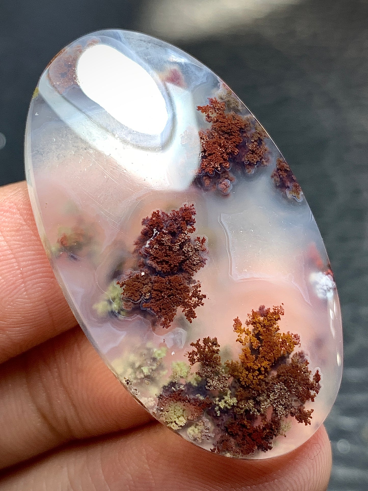 Scenic Moss Agate Oval Cabochon 39.5x22.8x6.2mm