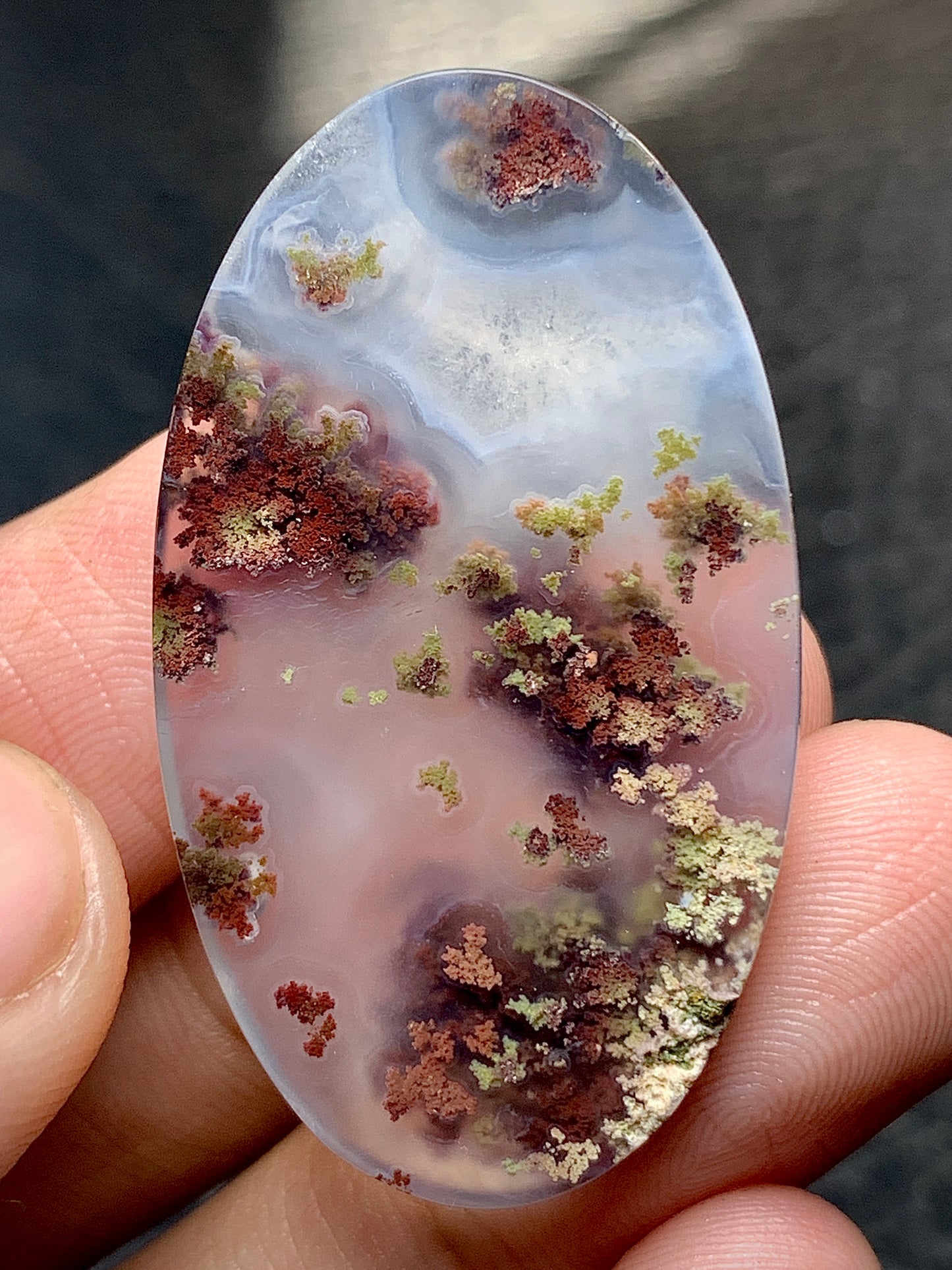 Scenic Moss Agate Oval Cabochon 39.5x22.8x6.2mm