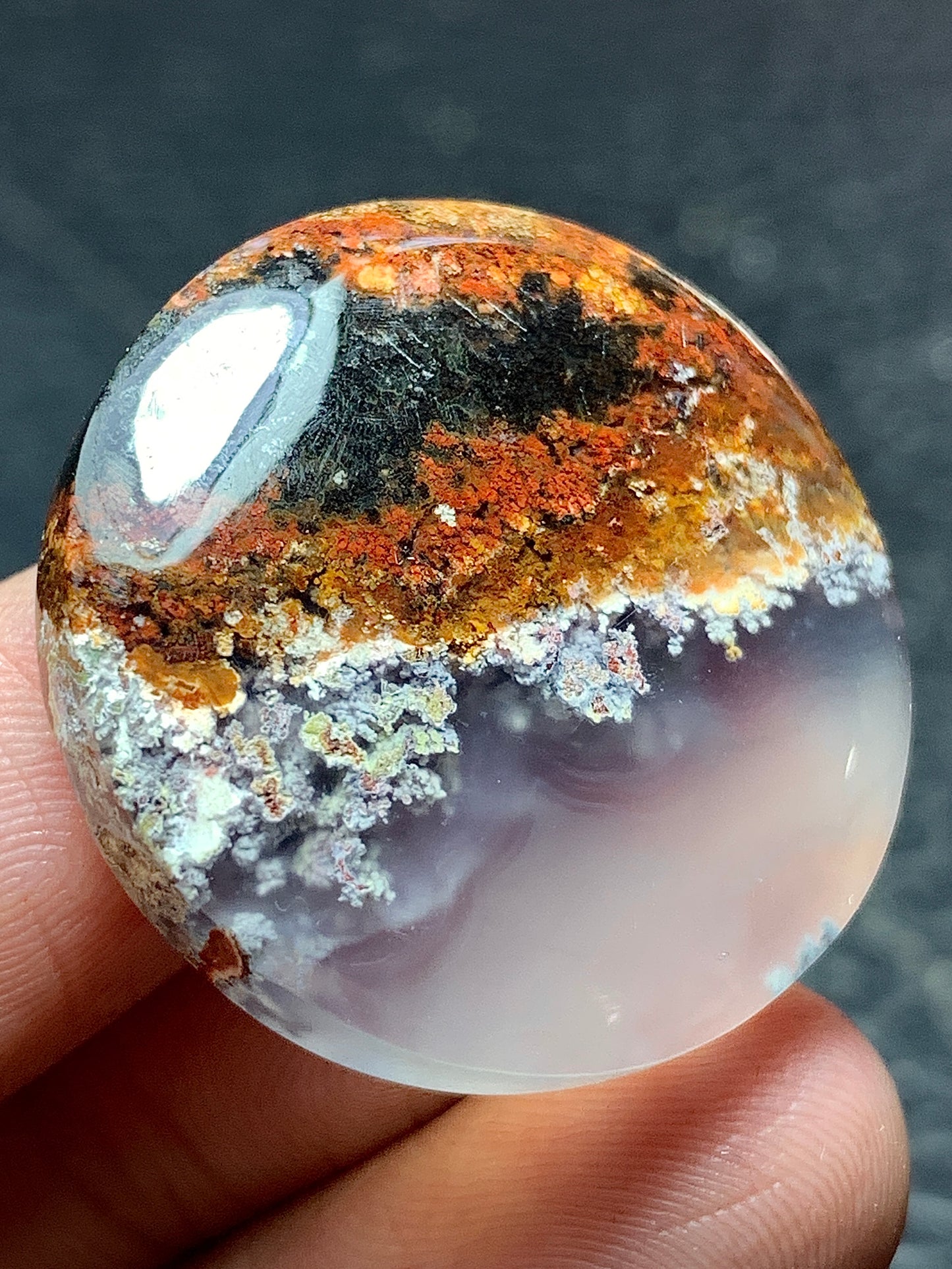 Scenic Moss Agate Round Cabochon 28.5x28.5x7mm