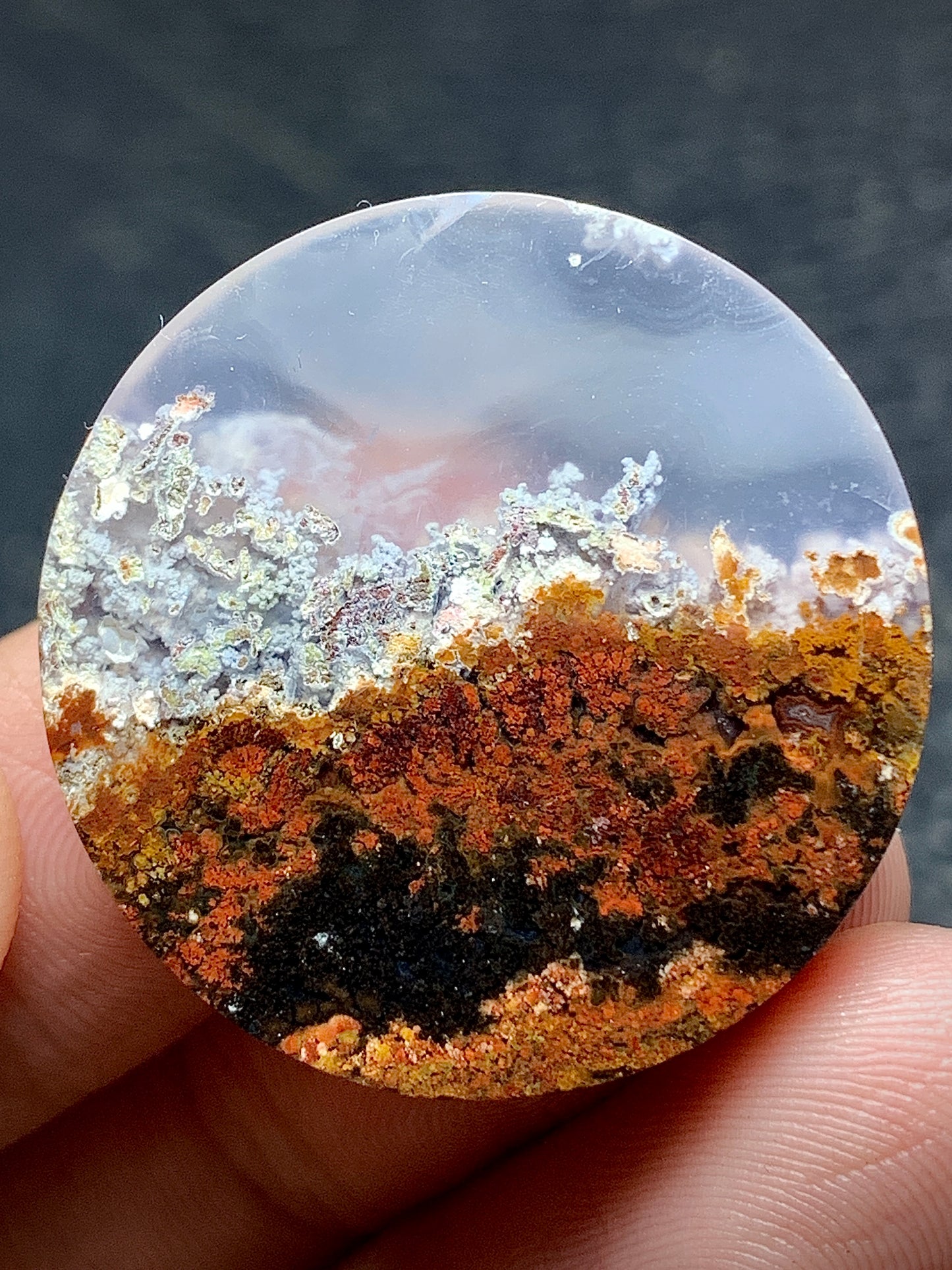 Scenic Moss Agate Round Cabochon 28.5x28.5x7mm