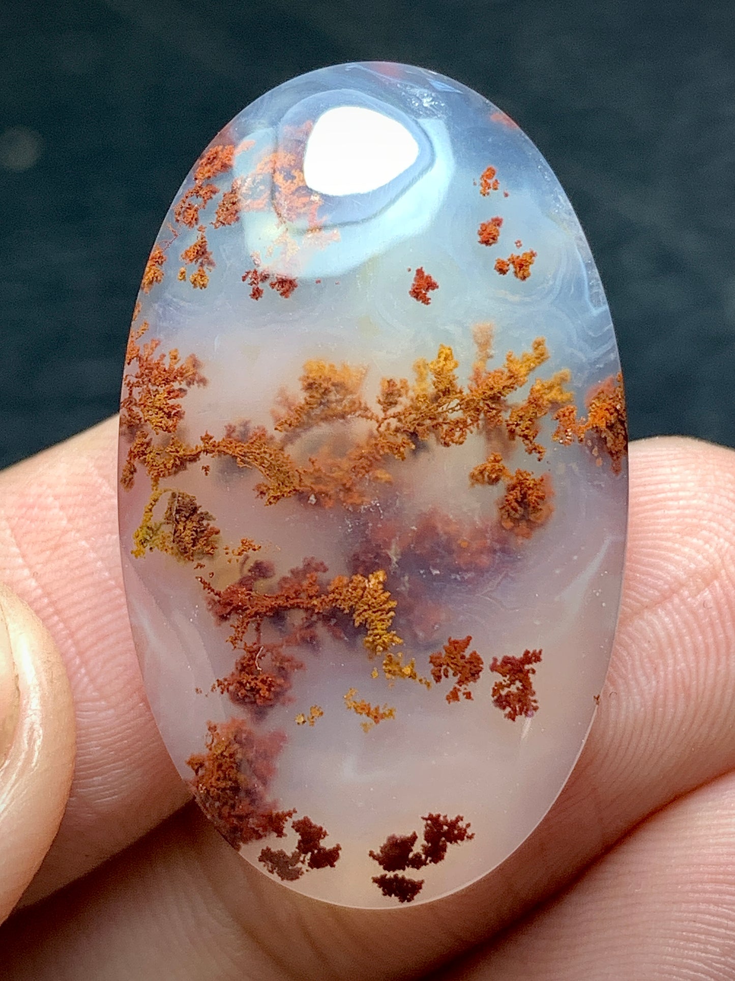 Scenic Moss Agate Oval Cabochon 30.5x18.8x6.8 mm