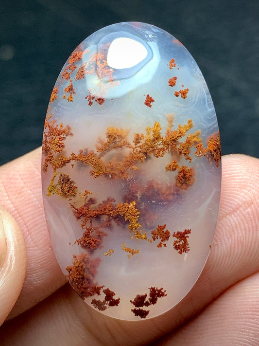 Scenic Moss Agate Oval Cabochon 30.5x18.8x6.8 mm