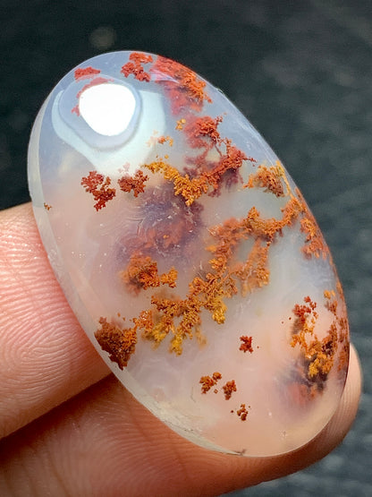 Scenic Moss Agate Oval Cabochon 30.5x18.8x6.8 mm