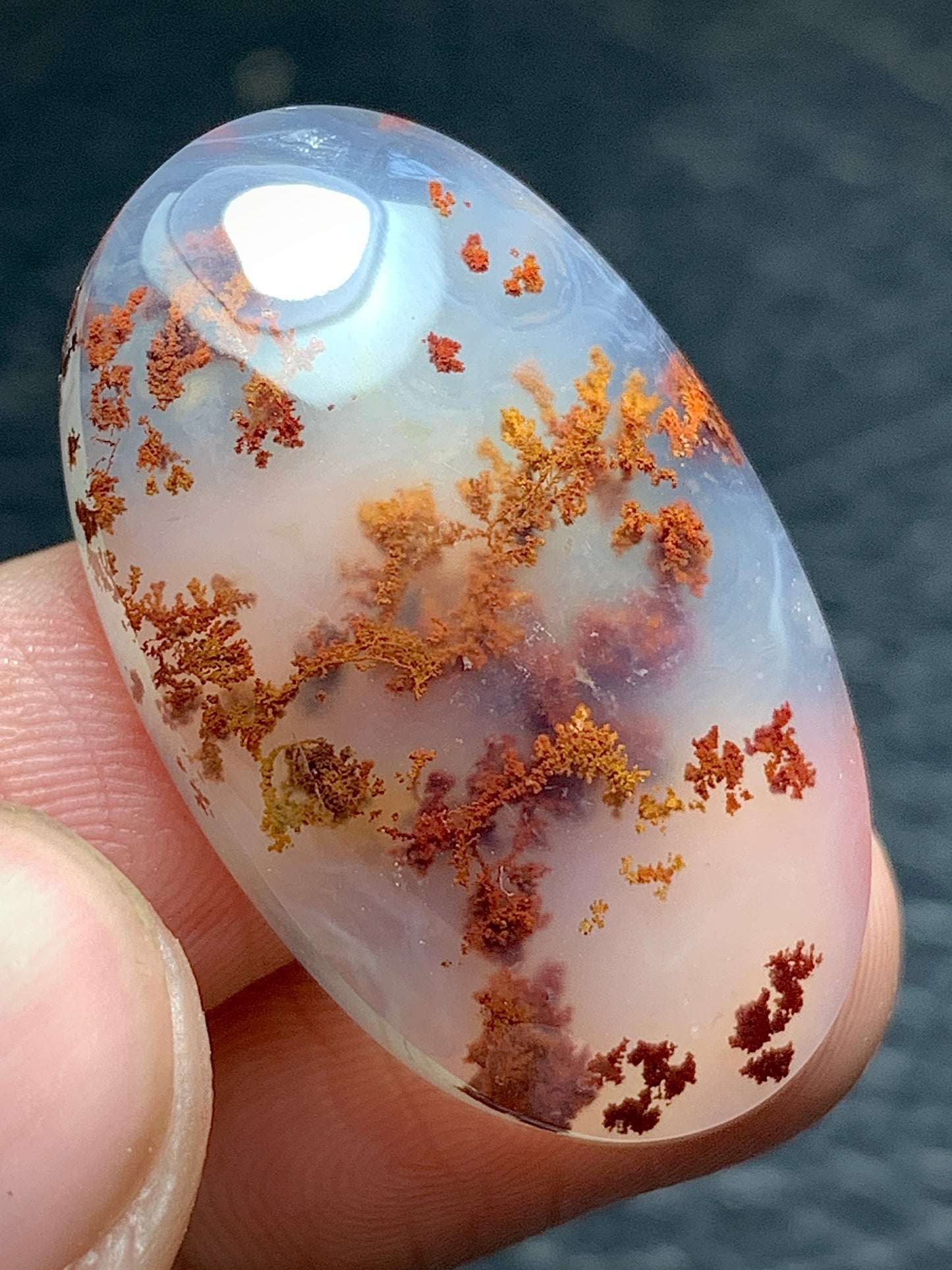 Scenic Moss Agate Oval Cabochon 30.5x18.8x6.8 mm