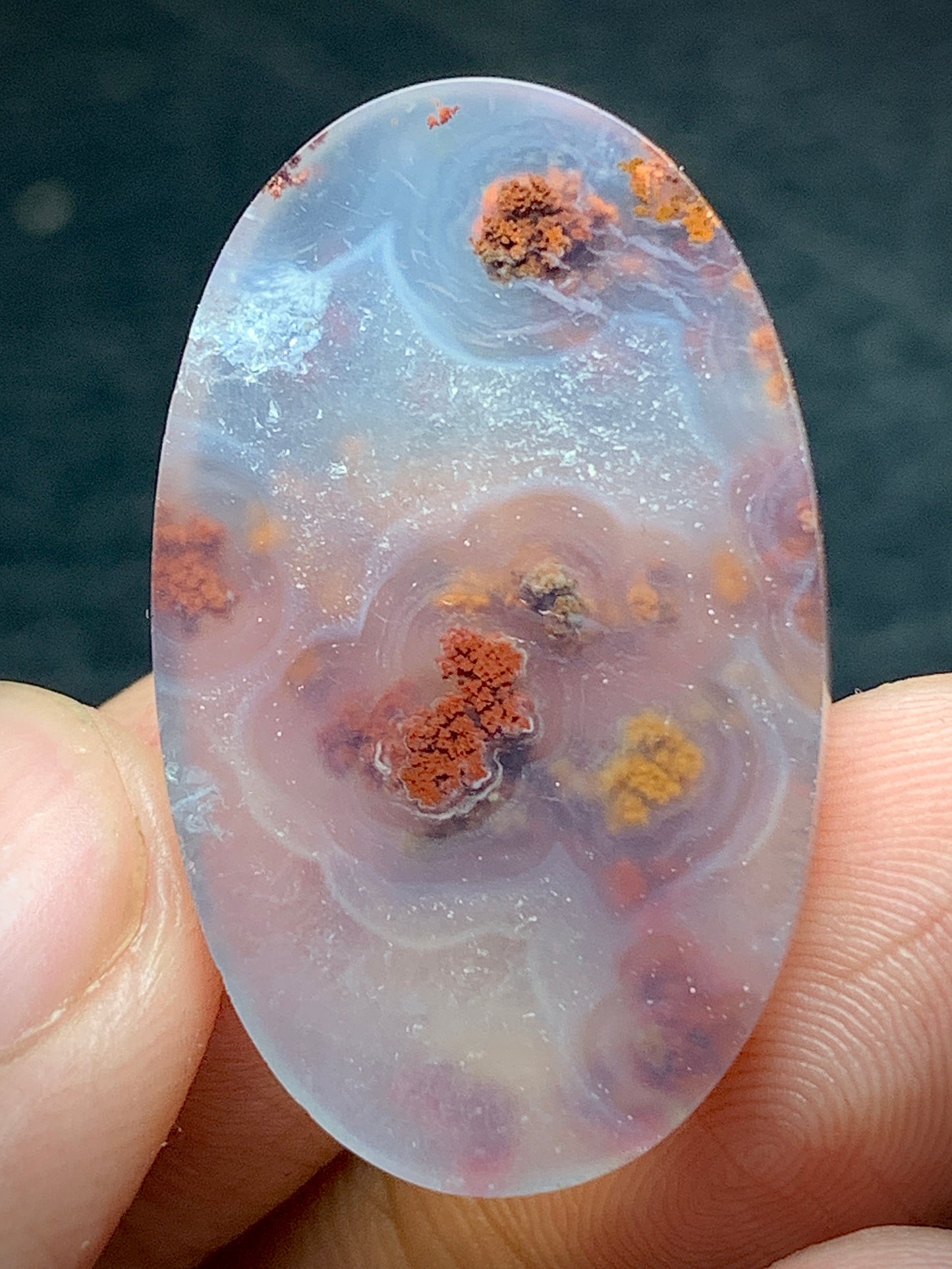 Scenic Moss Agate Oval Cabochon 30.5x18.8x6.8 mm