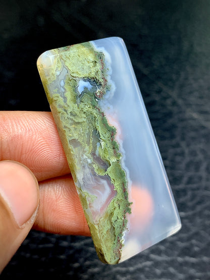 Scenic Moss Agate Rectangle Cabochon 45.7x21.3x4.5mm