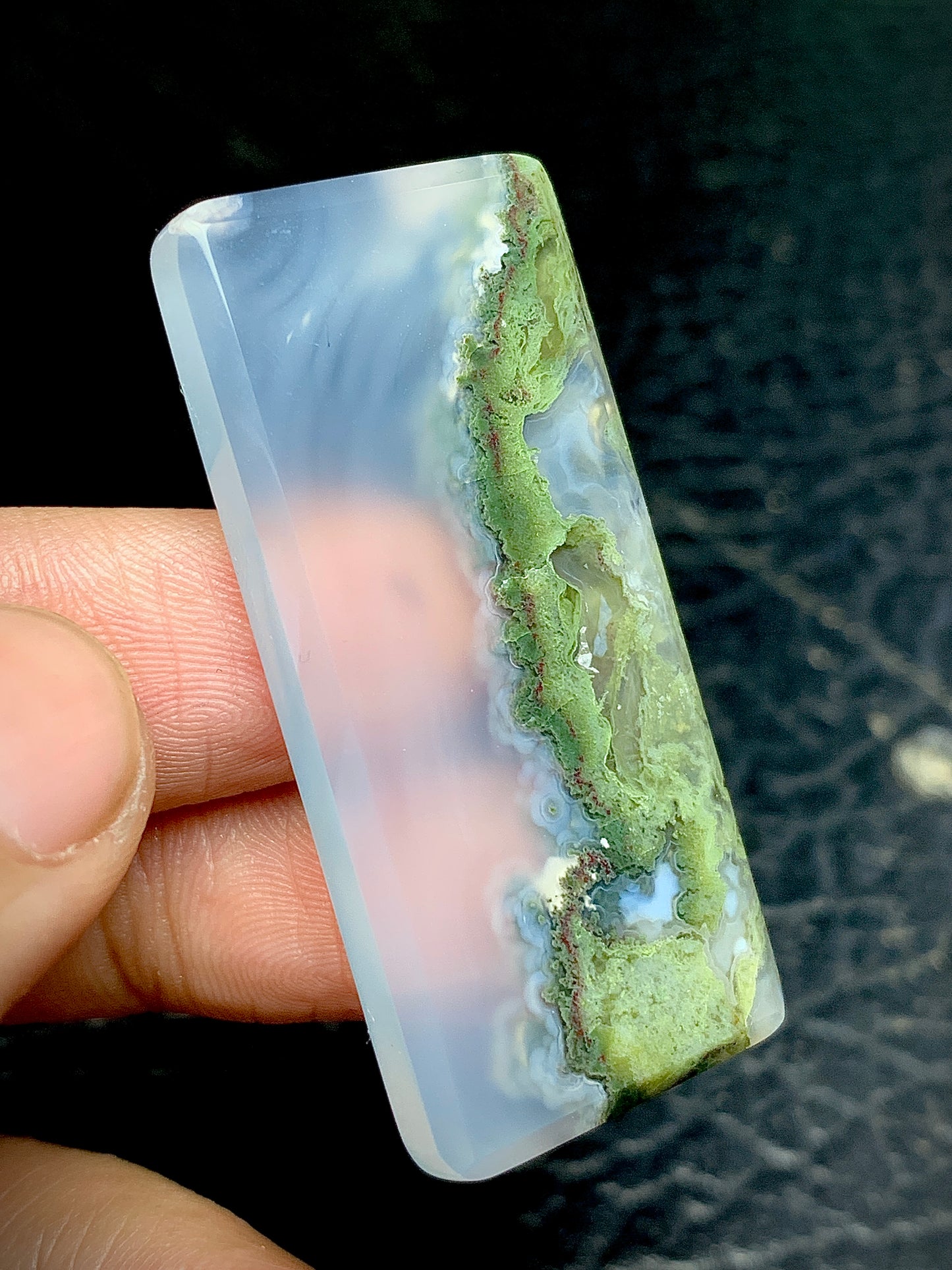 Scenic Moss Agate Rectangle Cabochon 45.7x21.3x4.5mm