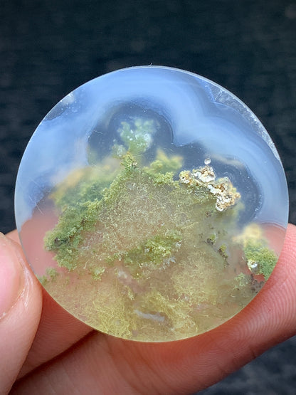 Scenic Moss Agate Round Cabochon 29.5x29.5x6 mm