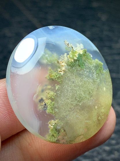 Scenic Moss Agate Round Cabochon 29.5x29.5x6 mm