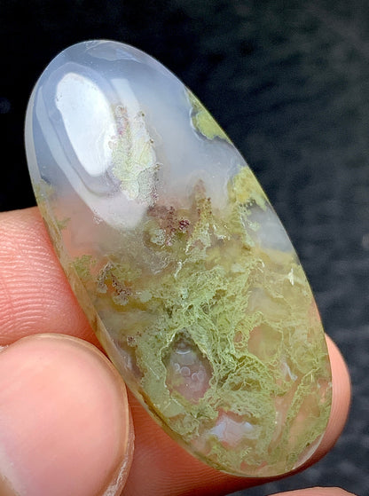 Scenic Moss Agate Oval Cabochon 36.7x17.7x5.5mm