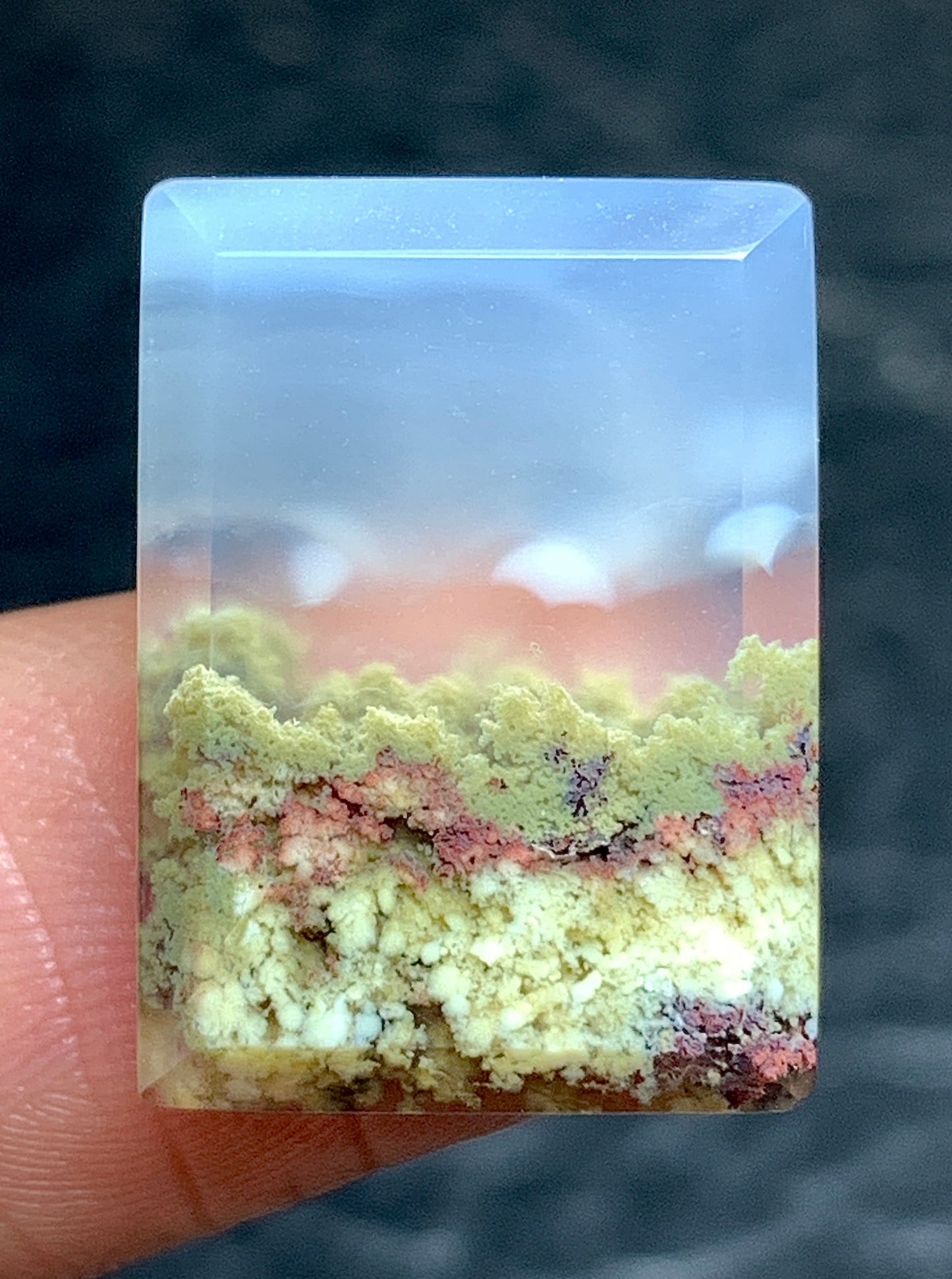 Scenic Moss Agate Rectangle Cabochon 19x13.8x4.2 mm