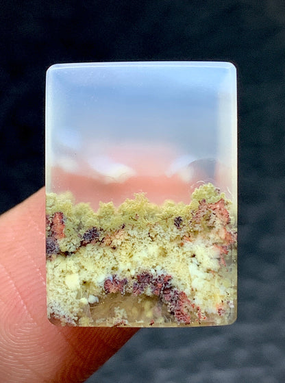 Scenic Moss Agate Rectangle Cabochon 19x13.8x4.2 mm