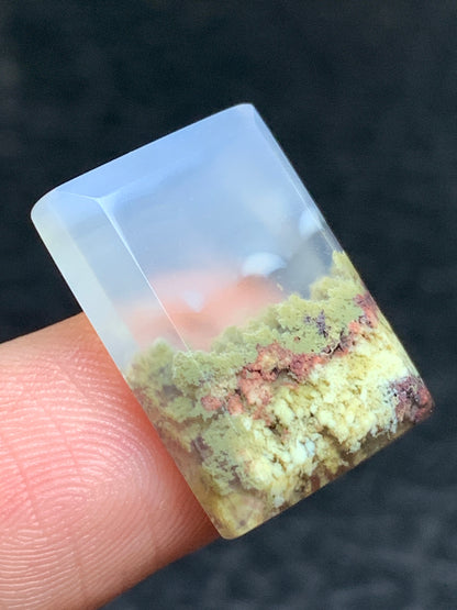 Scenic Moss Agate Rectangle Cabochon 19x13.8x4.2 mm