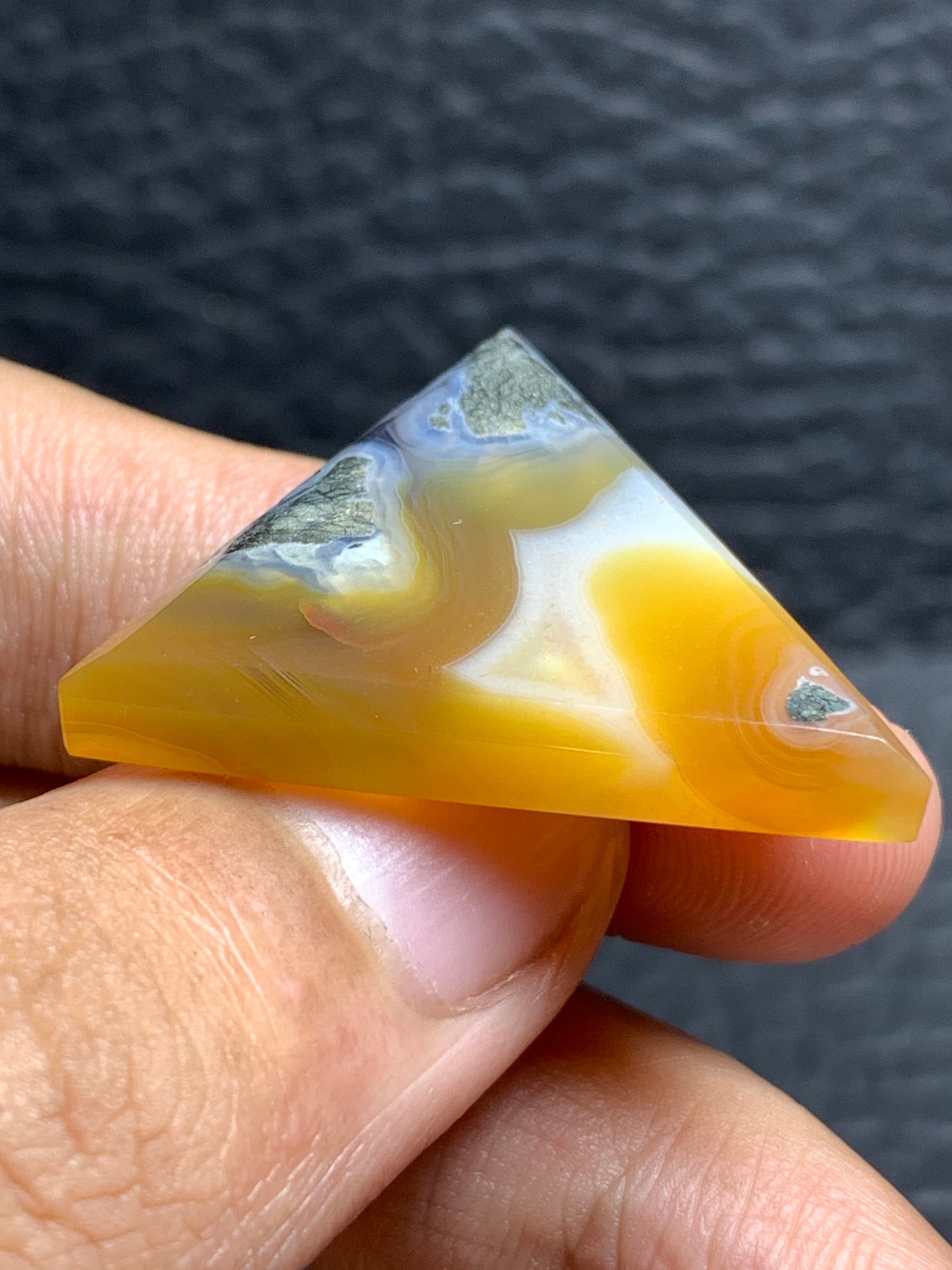 Marcasite Agate Triangle Cabochon 30x28x5mm