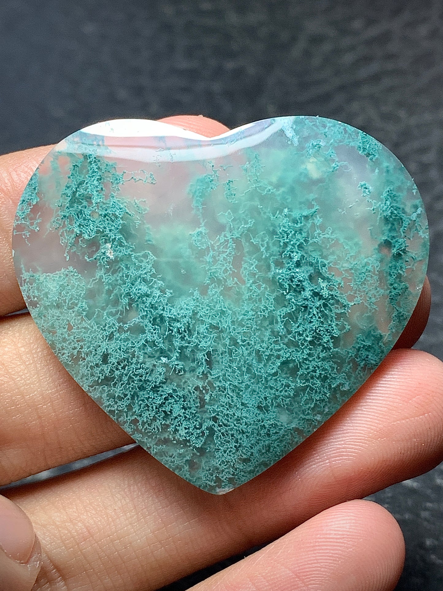 Moss Agate Heart Cabochon 41x37x5.5mm