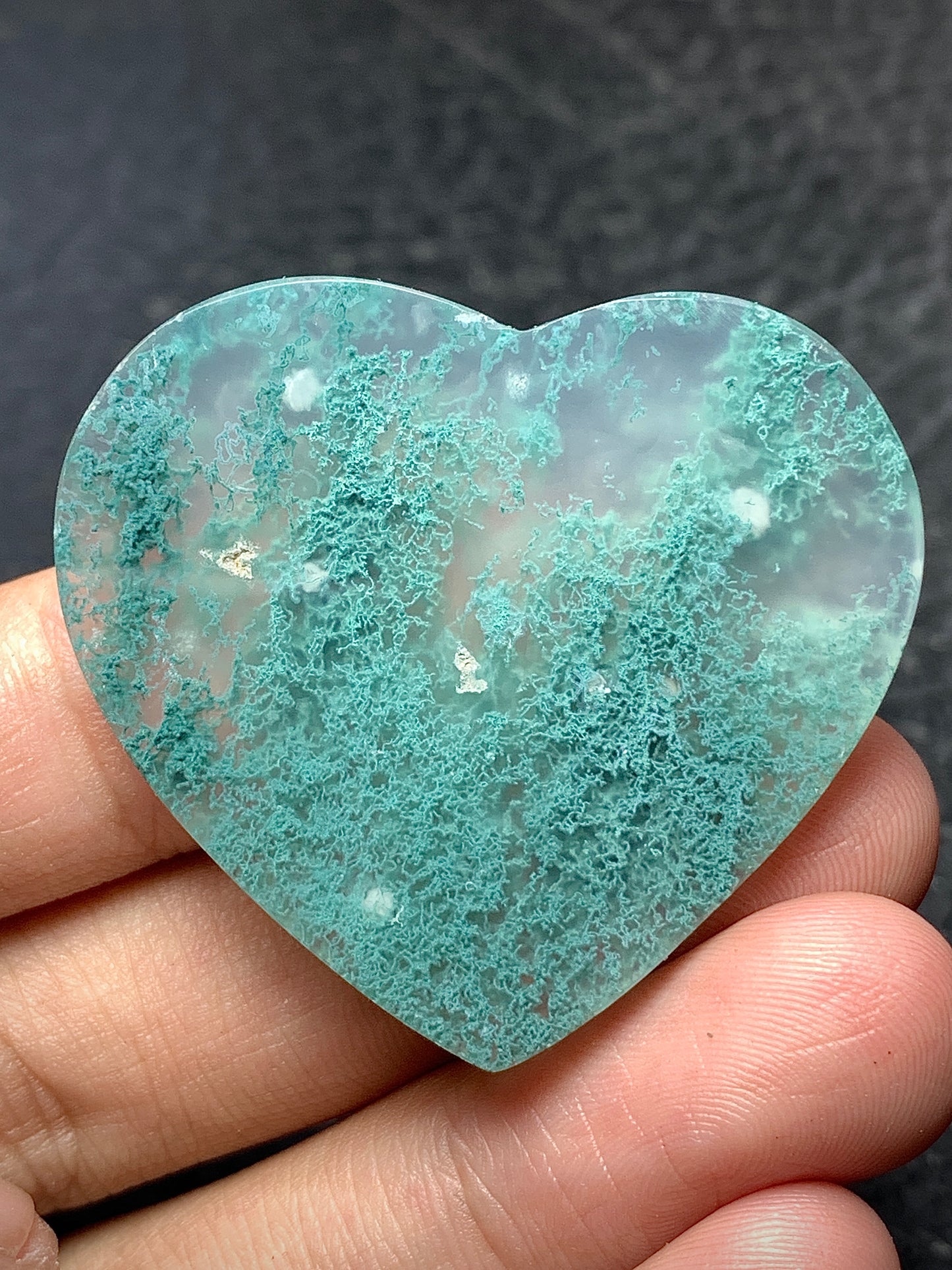 Moss Agate Heart Cabochon 41x37x5.5mm