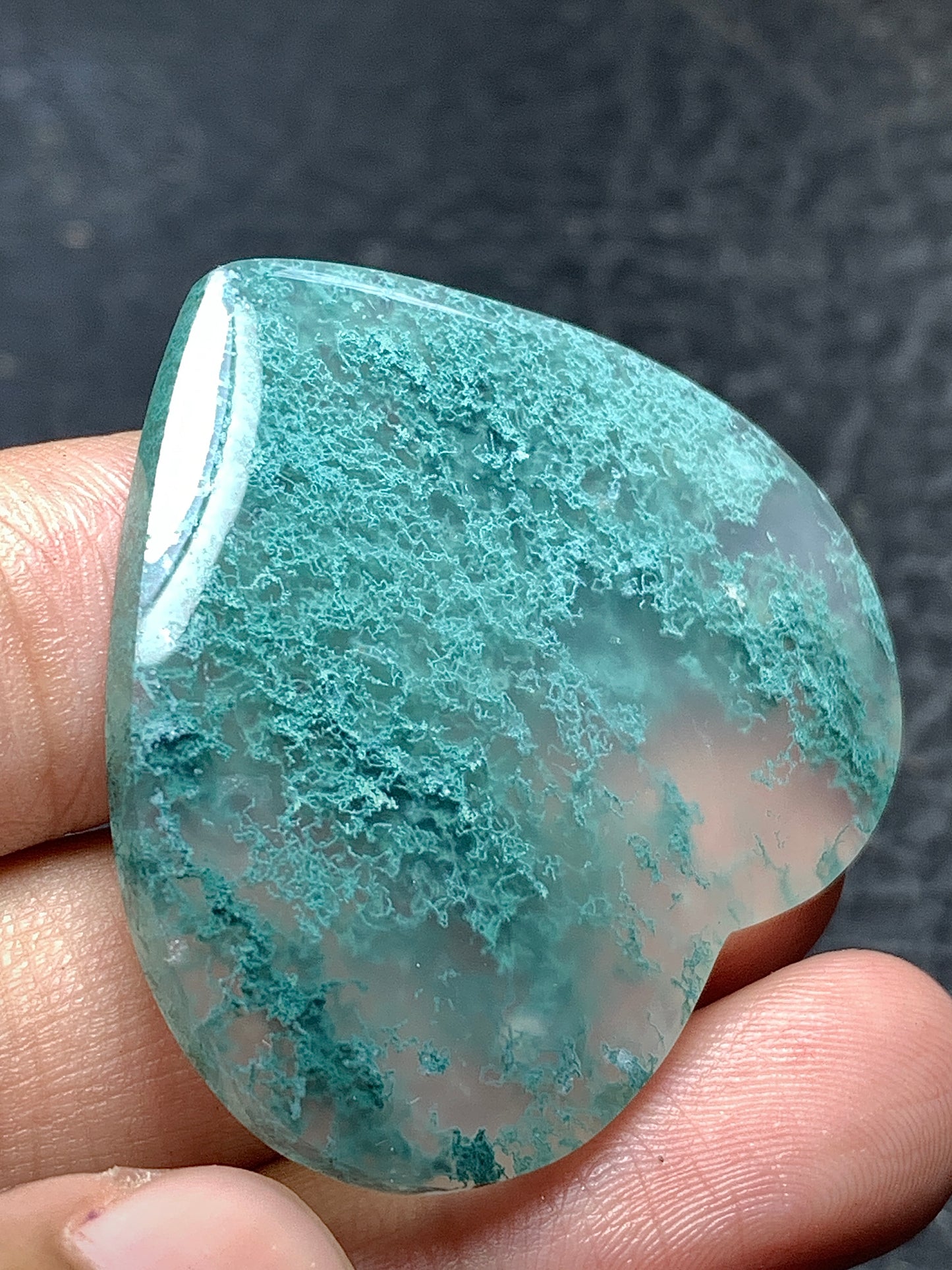 Moss Agate Heart Cabochon 41x37x5.5mm