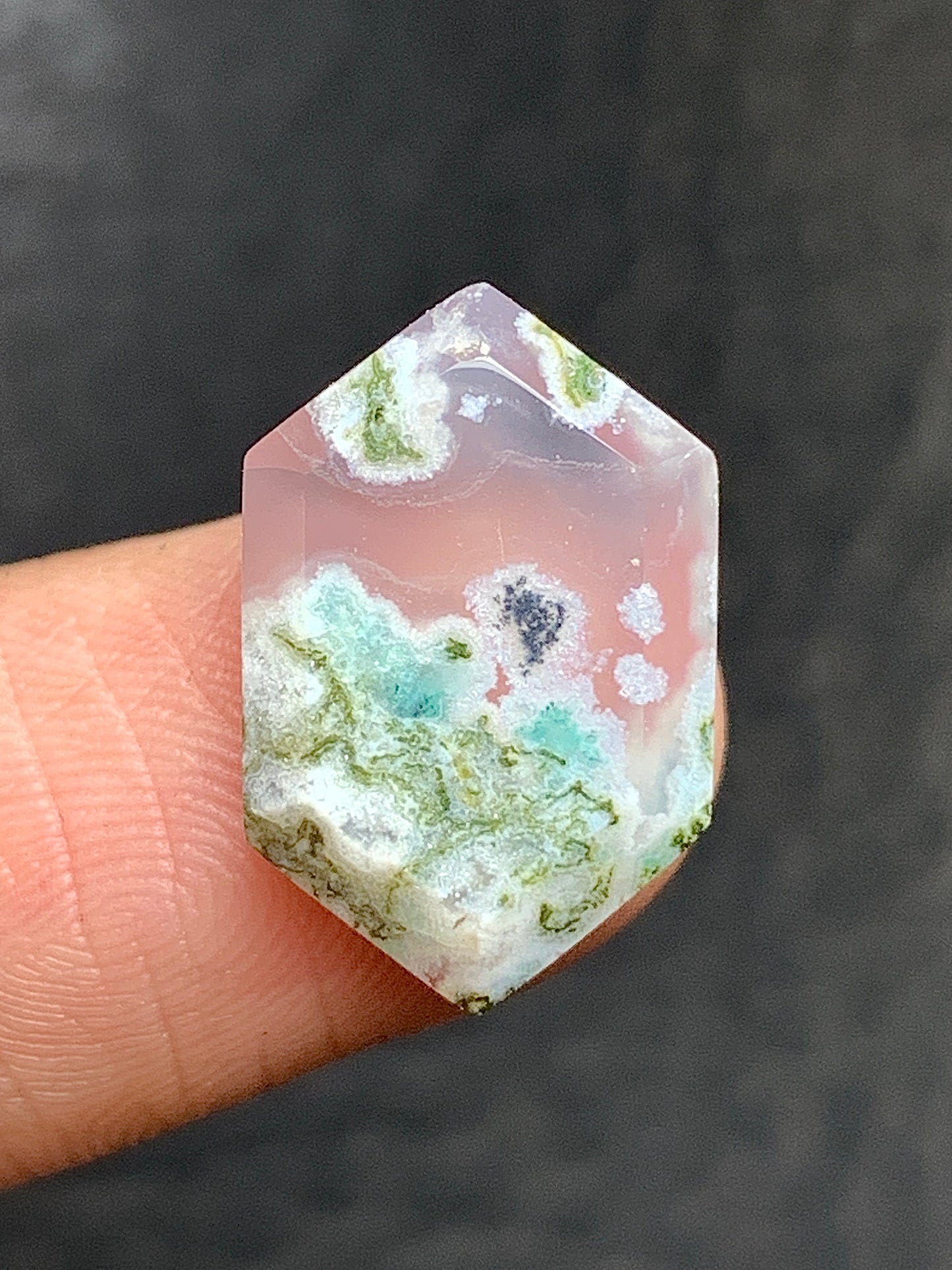 Moss Agate Hexagon Cabochon 16.5x11x4mm