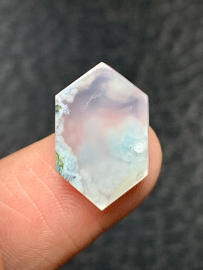 Moss Agate Hexagon Cabochon 16.5x11x4mm