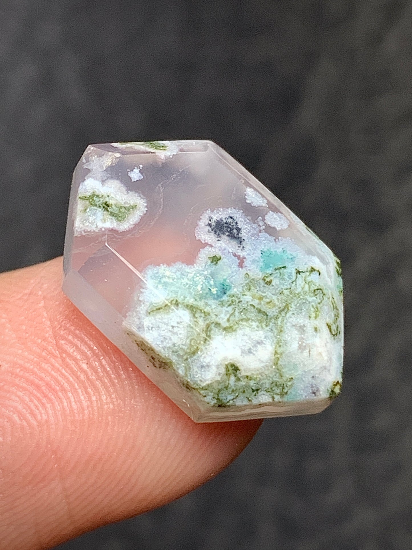 Moss Agate Hexagon Cabochon 16.5x11x4mm