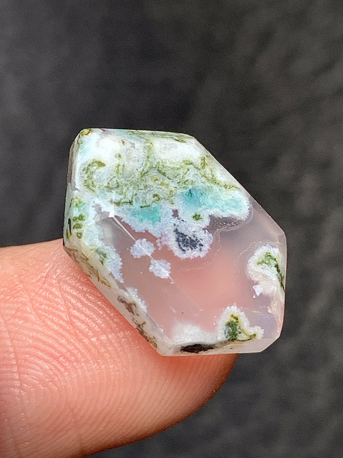 Moss Agate Hexagon Cabochon 16.5x11x4mm