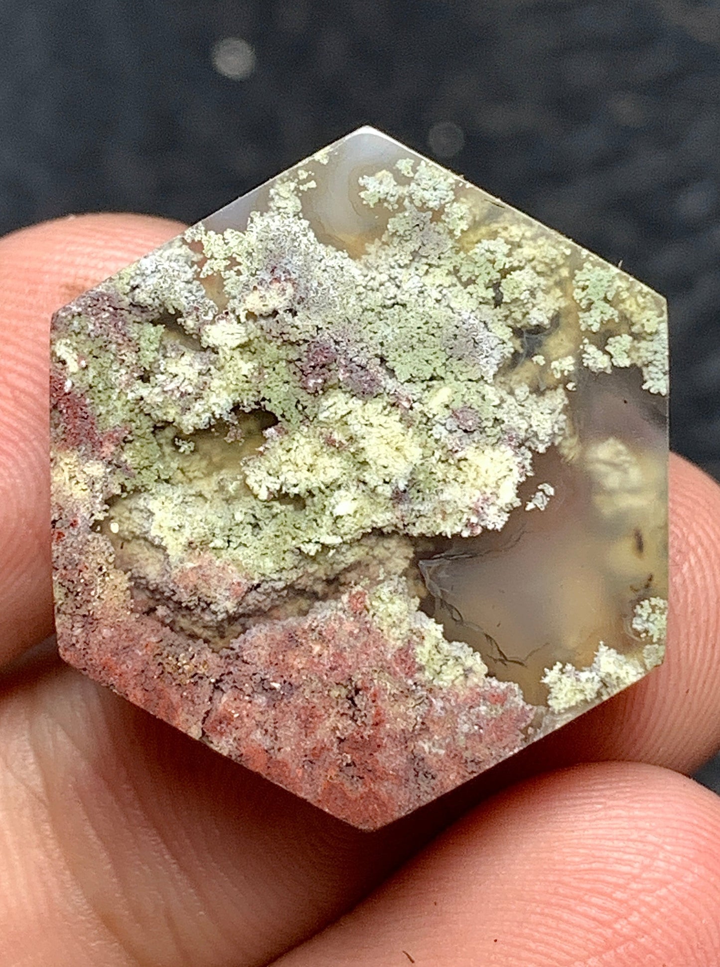 Moss Agate Hexagon Cabochon 24x21x6mm