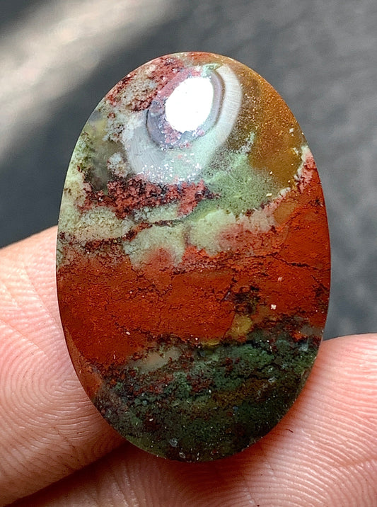 Moss Agate Oval Cabochon 24.5x17x4mm